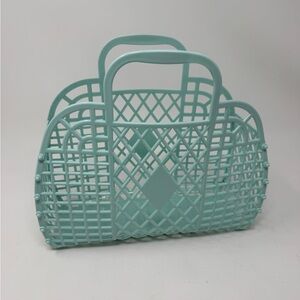 Sun Jellies Seafoam Green Retro Basket small tote